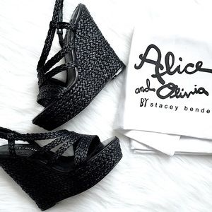 Alice + Olivia Tenley Woven Wedge Platform Sandal